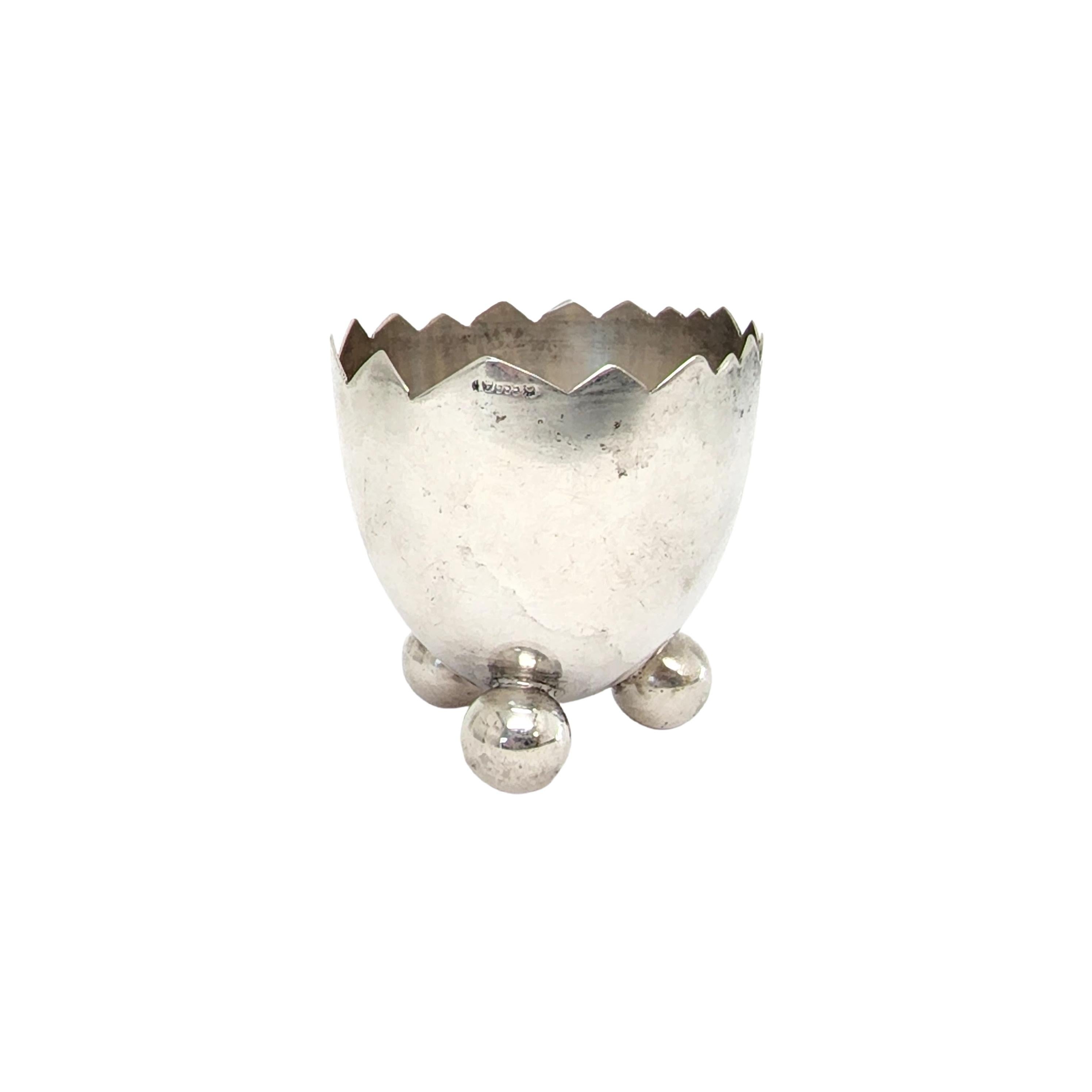 Women's or Men's Josef Pauser Germany 800 Silver Egg Shell Egg Cup with Ball Feet