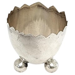 Josef Pauser Germany 800 Silver Egg Shell Egg Cup with Ball Feet