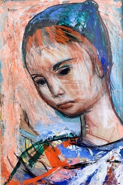 Polish Born Boston Expressionist Oil Painting WPA Artist Colorful Modern Woman