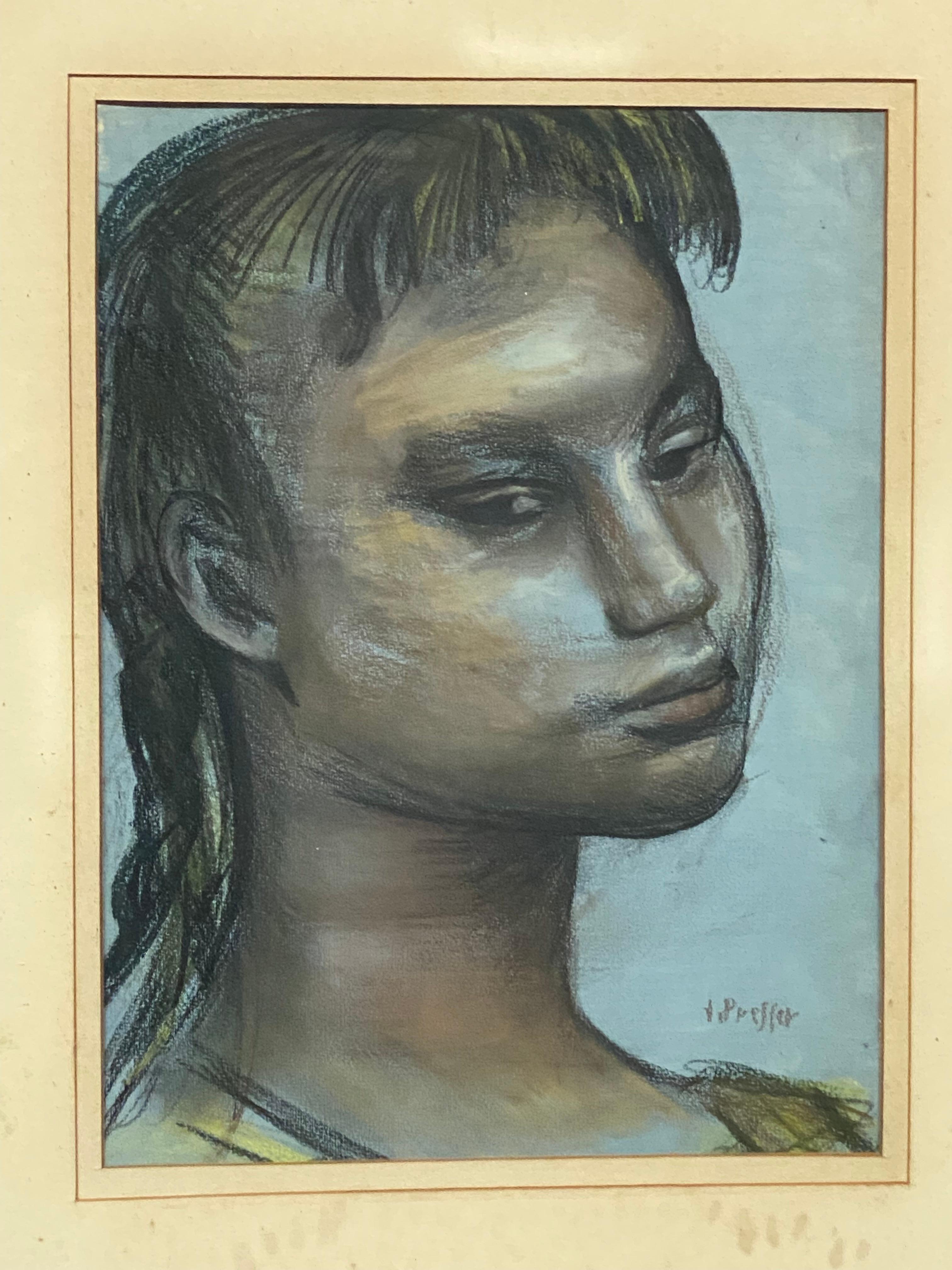 Hand-Crafted Josef Presser '1907-1967' Portrait of a Woman For Sale
