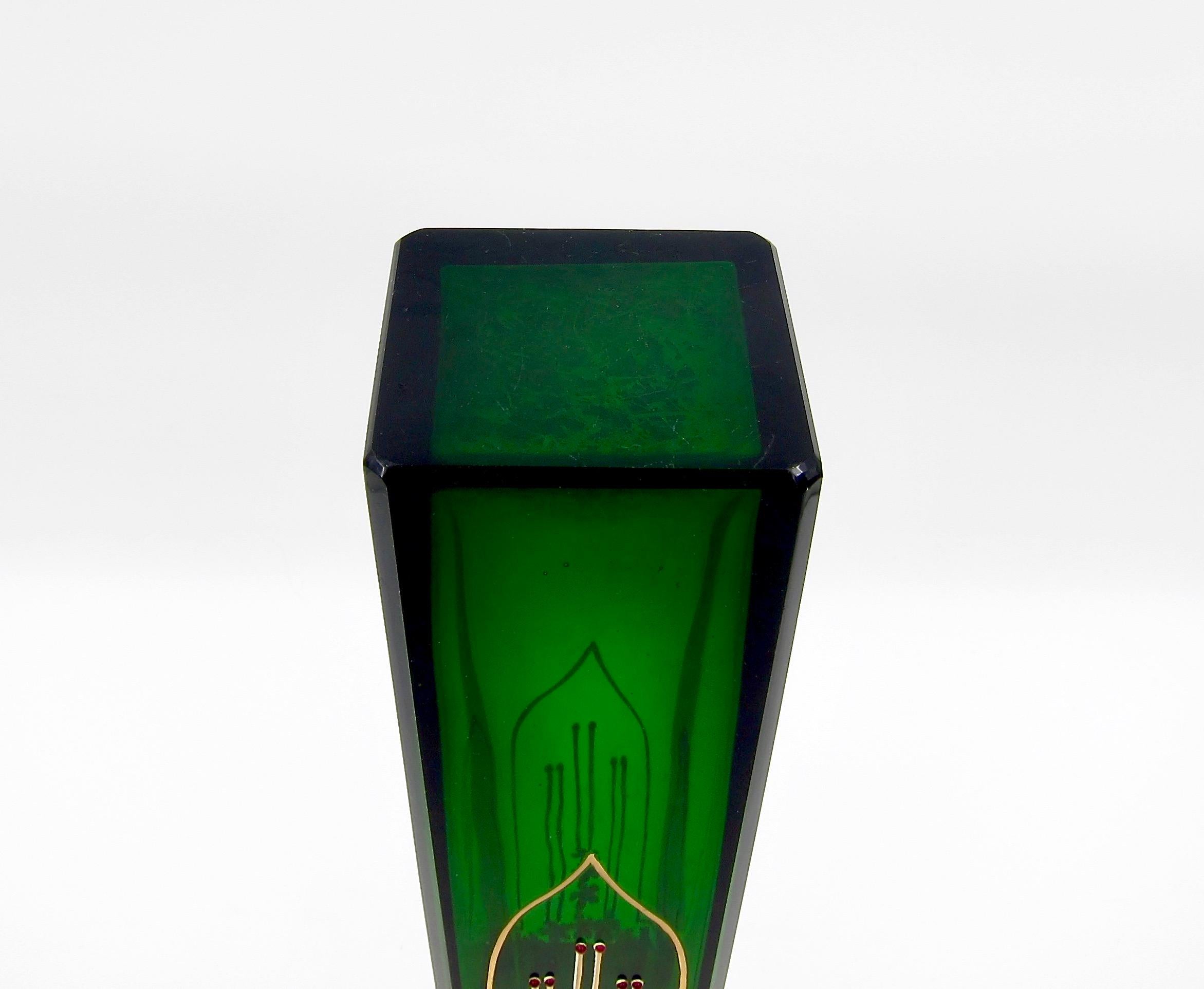 Josef Riedel Jeweled and Enameled Jugendstil Glass Vase 5
