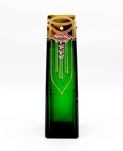 Josef Riedel Jeweled and Enameled Jugendstil Glass Vase