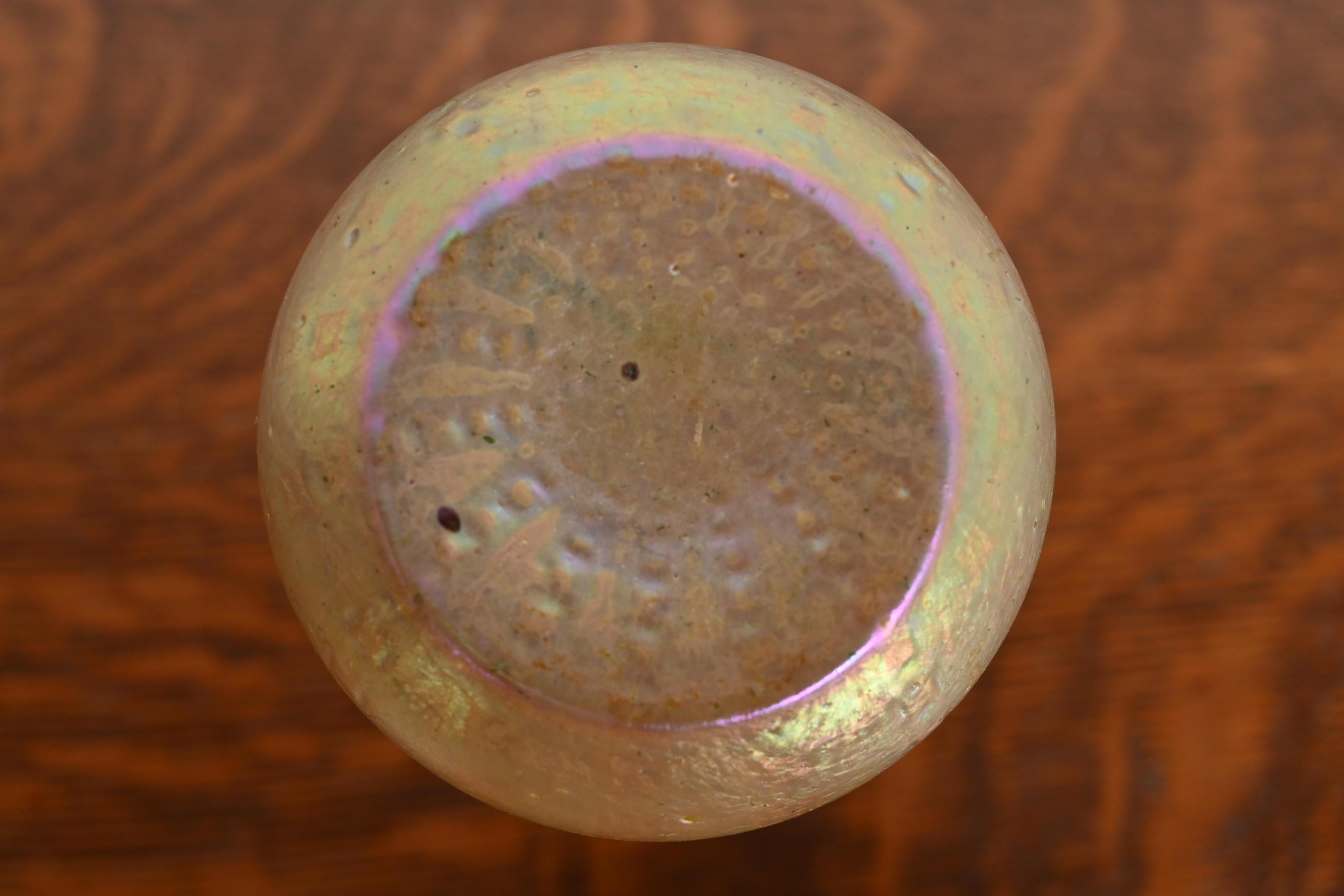 Josef Rindskopf Jugendstil schillernde Kunstglas Doppelkürbis Knospenvase im Angebot 3