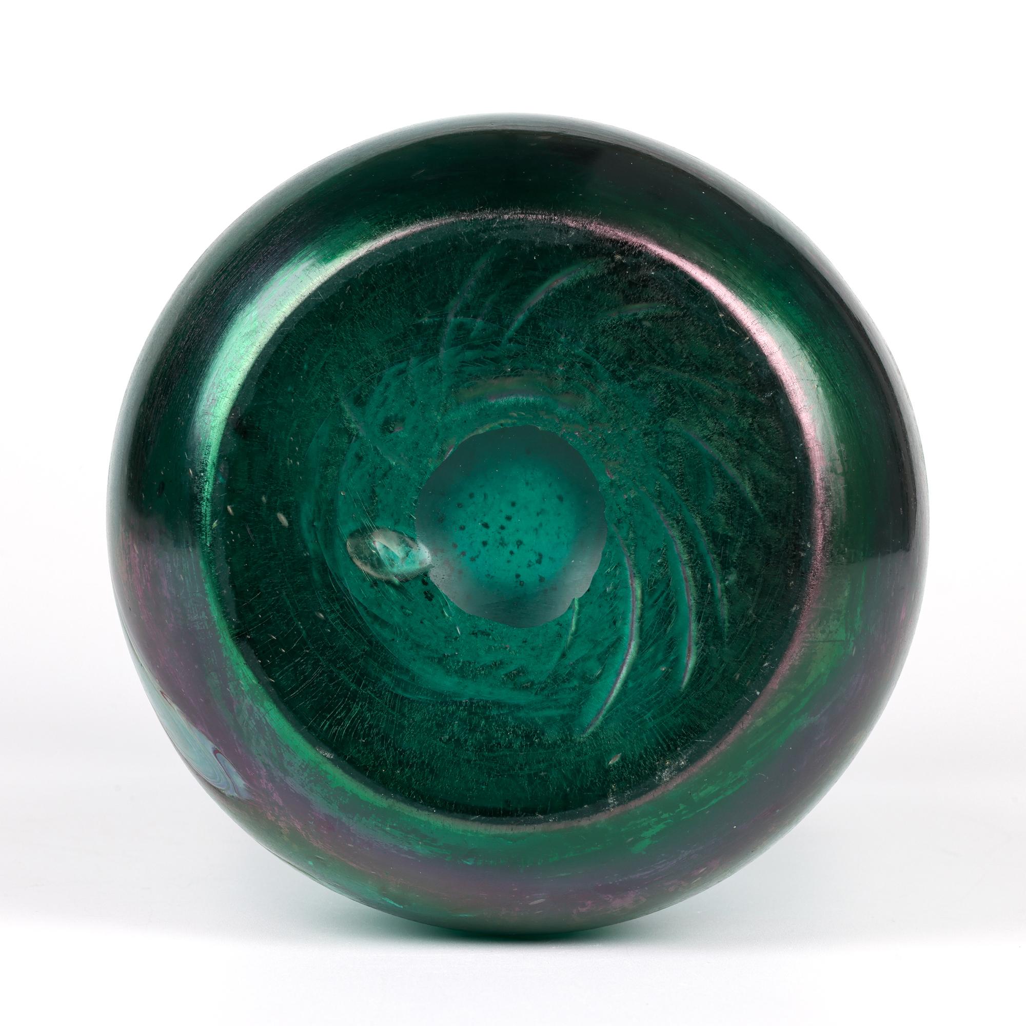 Blown Glass Josef Rindskopf Bohemian Pulled Feather Iridescent Art Glass Vase For Sale