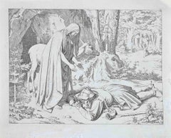 Scene from The Life and Death of Saint Genoveva - Original Etching - 1830s
