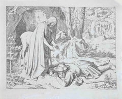 Szene aus dem Leben und Tod von Saint Genoveva – Original-Radierung – 1830er Jahre