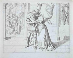 Scene from The Life and Death of Saint Genoveva - Original Etching - 1830s