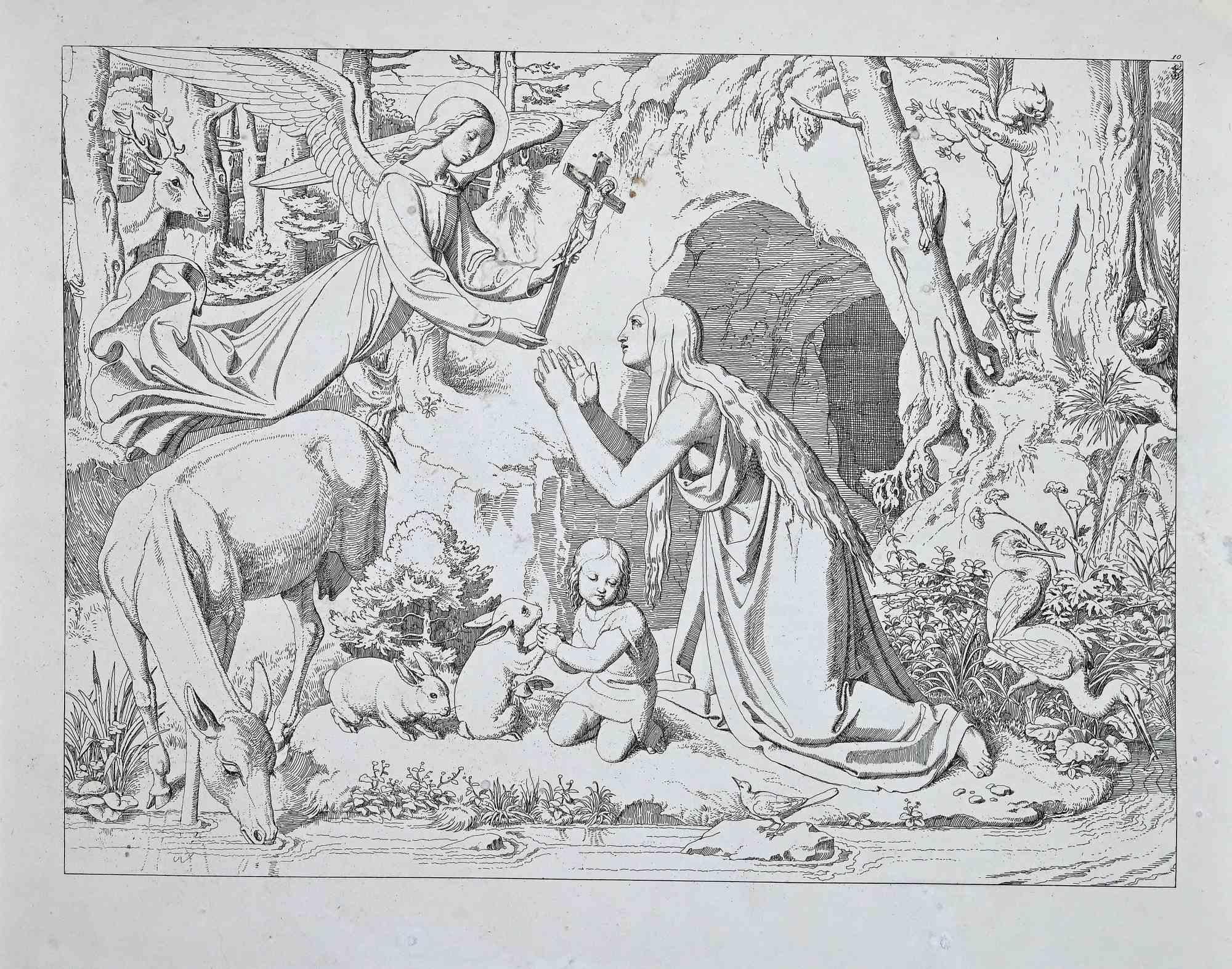 Josef Ritter von Führich Figurative Print - The Life and Death of Saint Genoveva - Original Etching - 1830