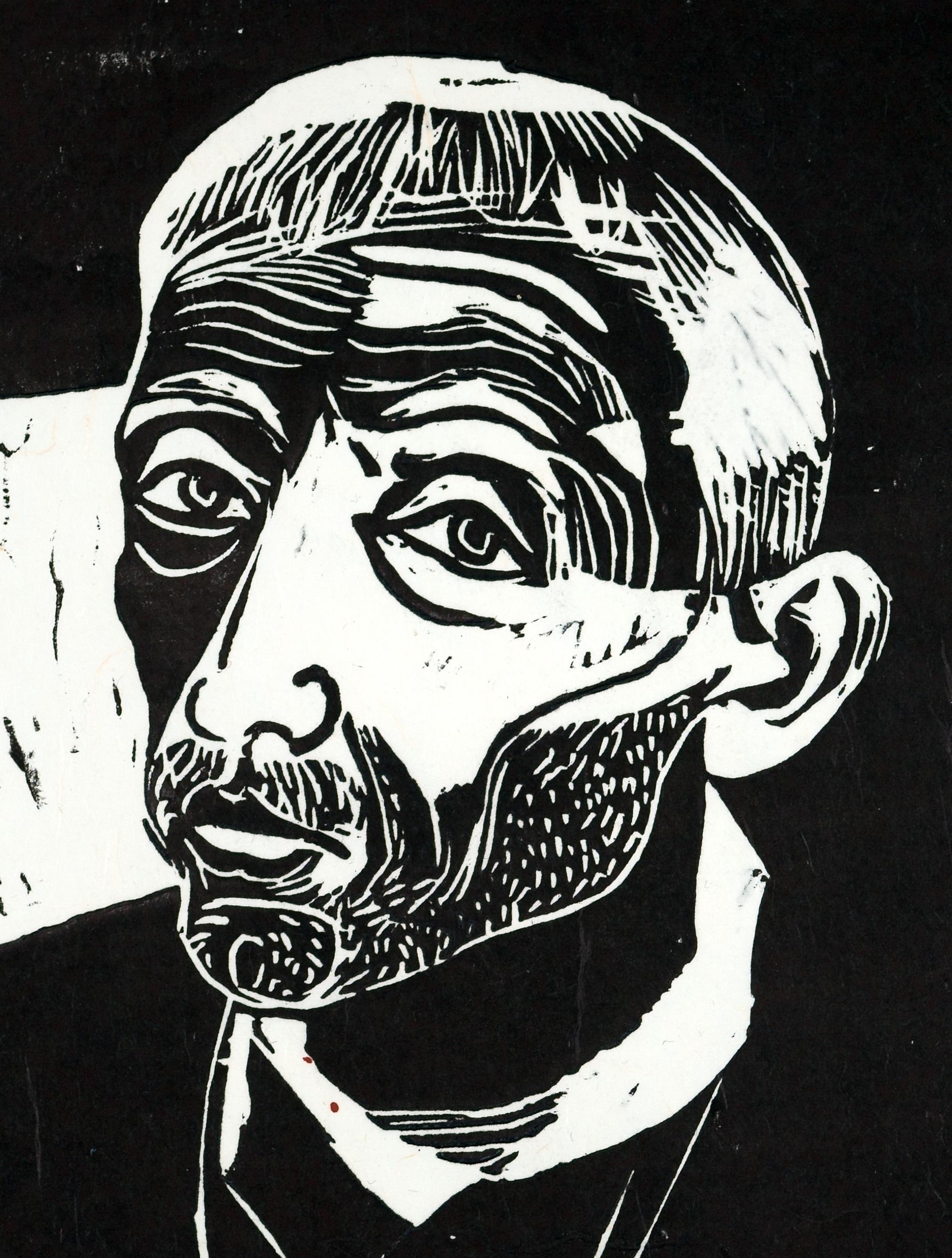 Retrato de un hombre / - Perdido en el negro - - Print de Josef Scharl