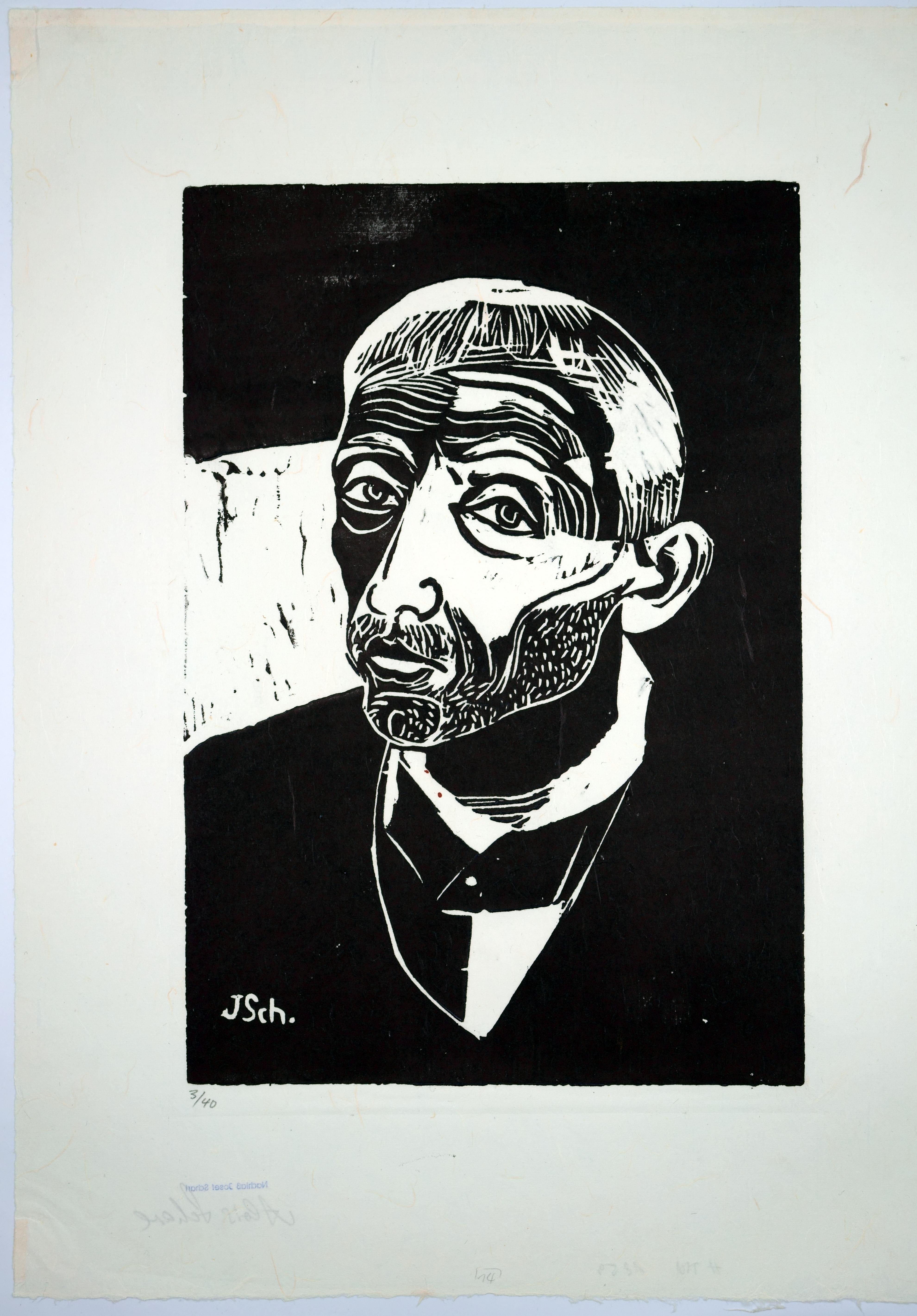 Retrato de un hombre / - Perdido en el negro - - Print Expresionista de Josef Scharl