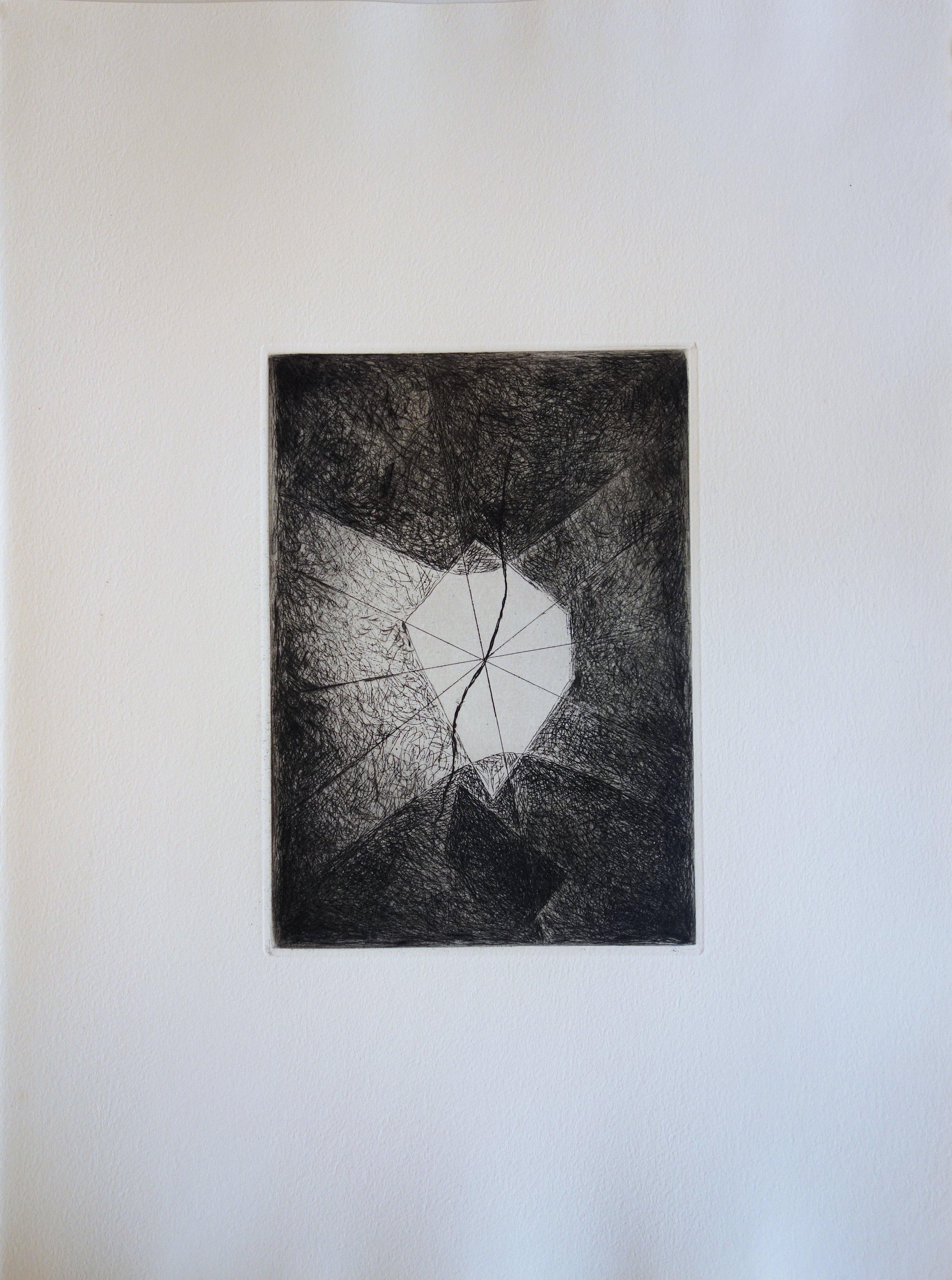 Abstraktes Fenster - Originalfarbe-Radierung und Aquatinta - 1967 – Print von Josef Sima