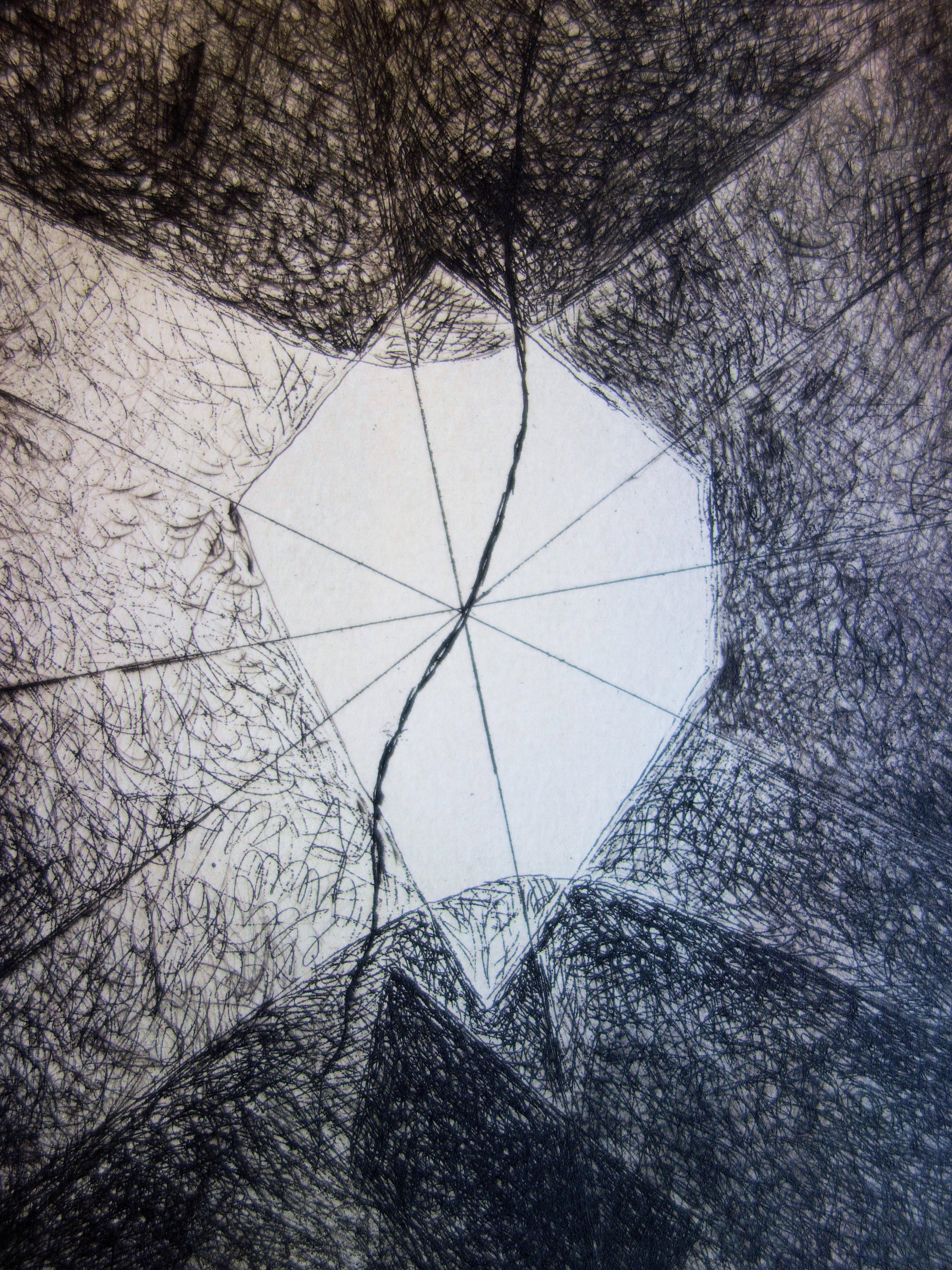 Abstraktes Fenster - Originalfarbe-Radierung und Aquatinta - 1967 (Grau), Abstract Print, von Josef Sima