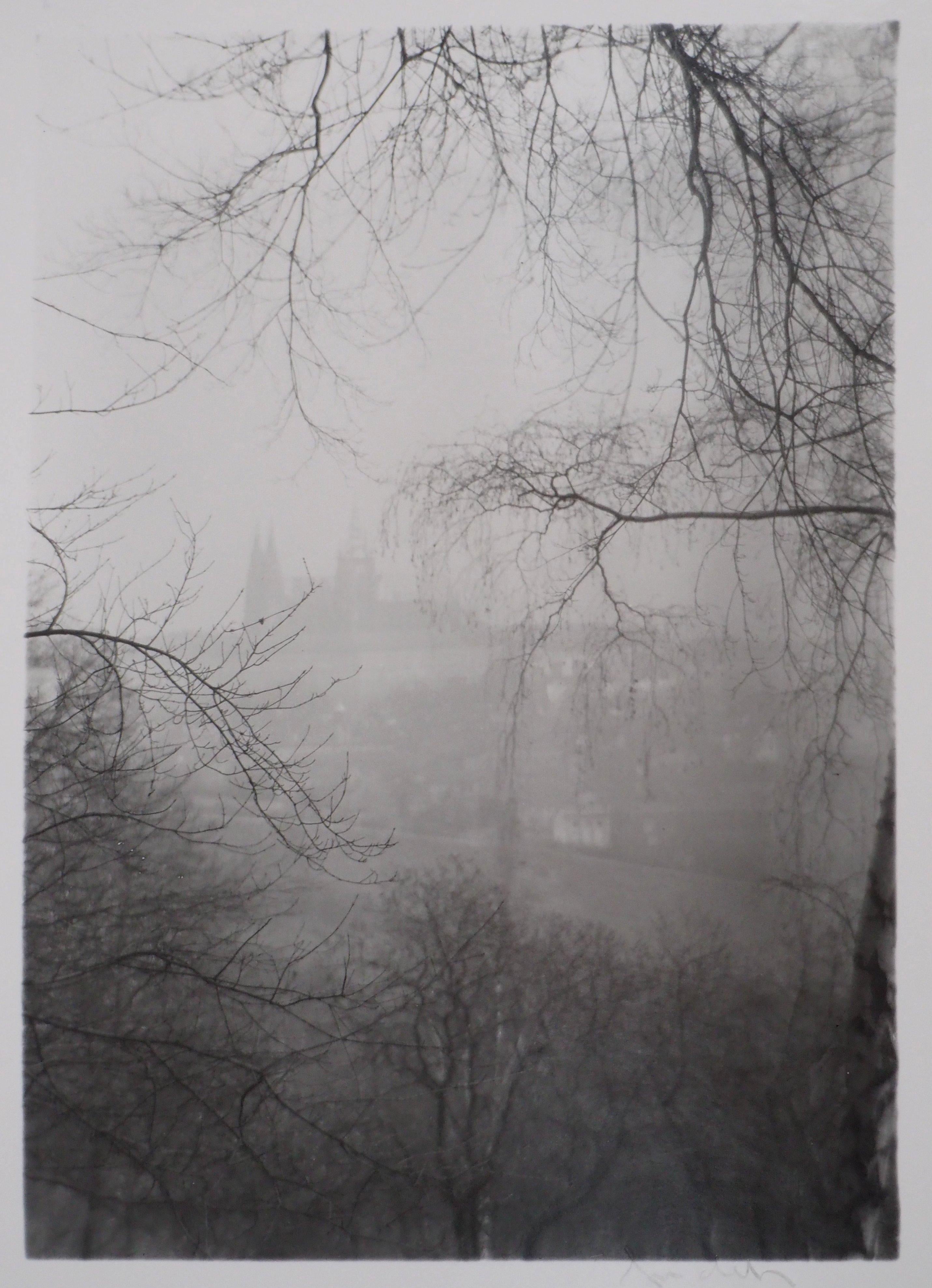 Josef Sudek Black and White Photograph - Prague Castle in the Fog - Original Hand Signed Gelatin Silver Photograph, 1972