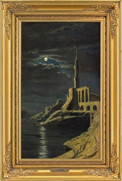 Josef Theodor Hansen, étude noire d'une mosquée en bord de mer