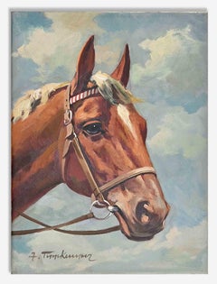 Haflinger Chestnut Looking - Oil by J. Tippkemper - Mid 20th Century