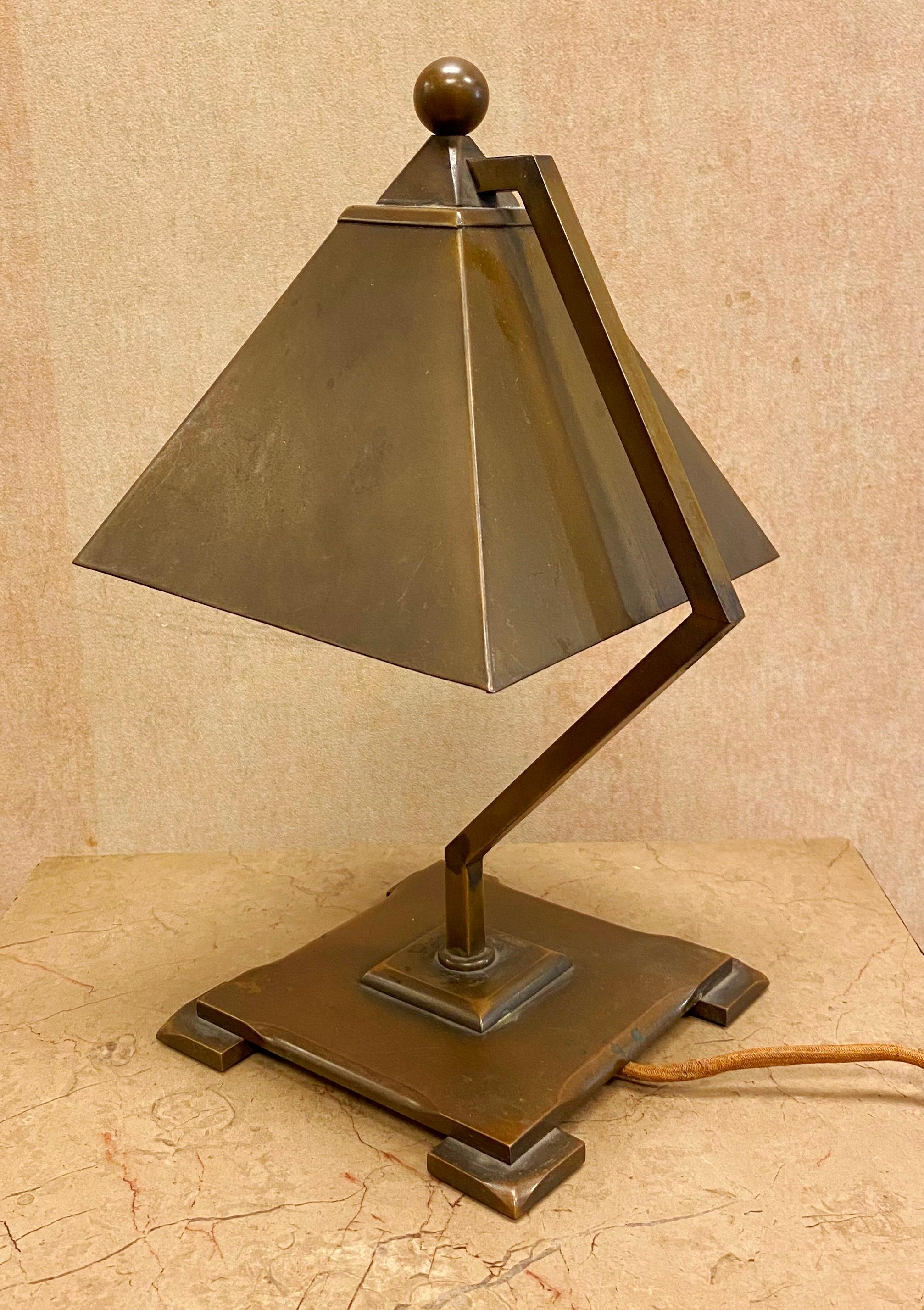 20th Century Josef Urban Art Deco Diminutive Bronze Desk Lamp For Sale