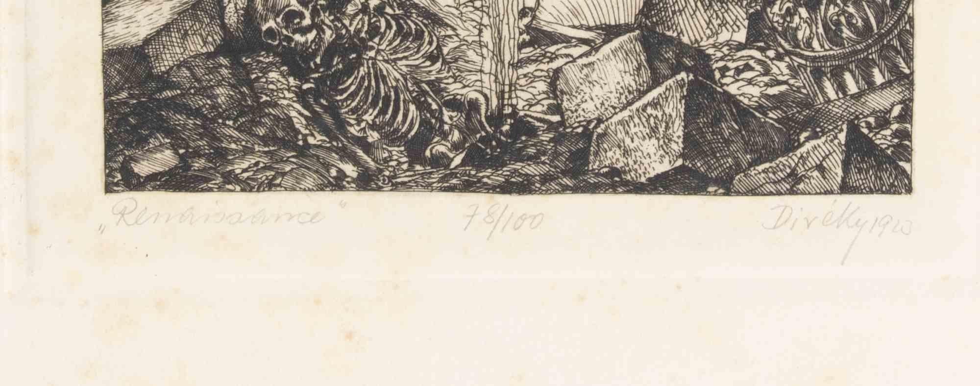 Renaissance - Etching by J. von Diveki - 1920 - Symbolist Print by Josef von Diveki