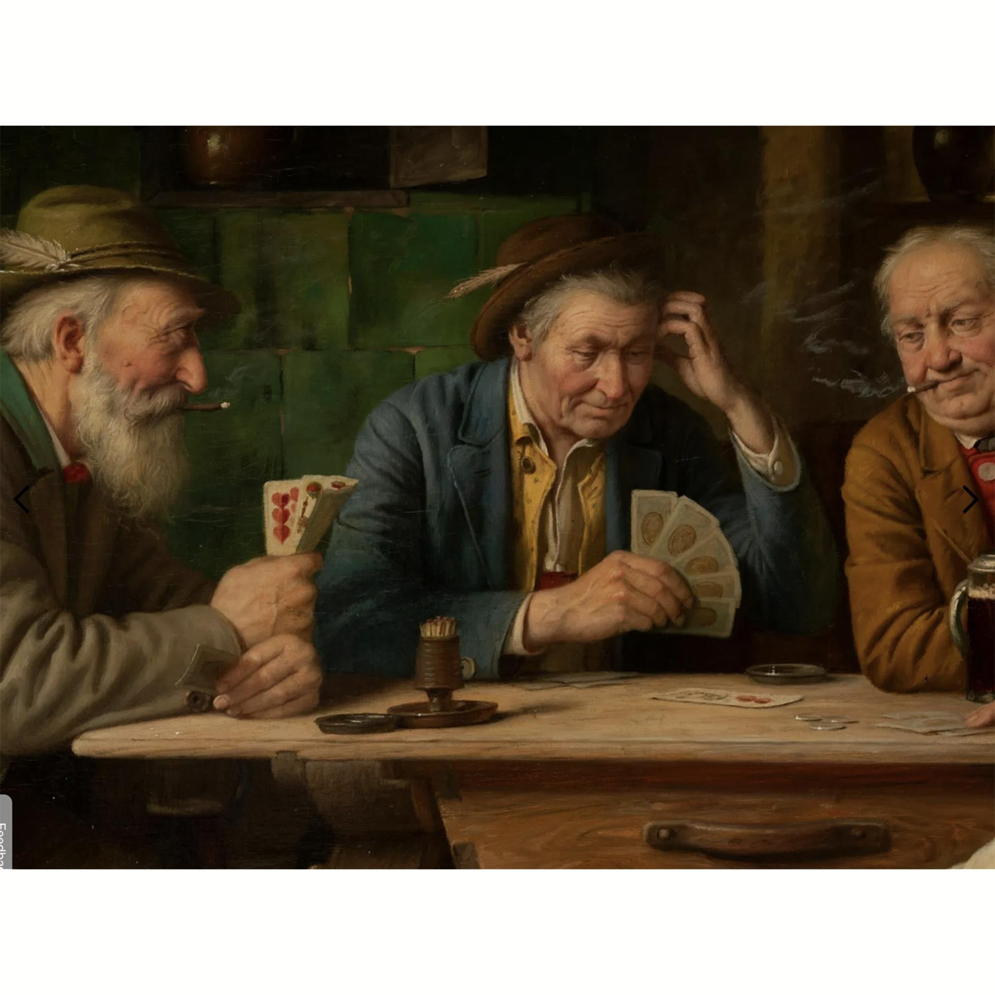 « Les joueurs de cartes » par Josef Wagner-Hhenberg (allemand, 1870-1938) - Painting de Josef Wagner-Höhenberg