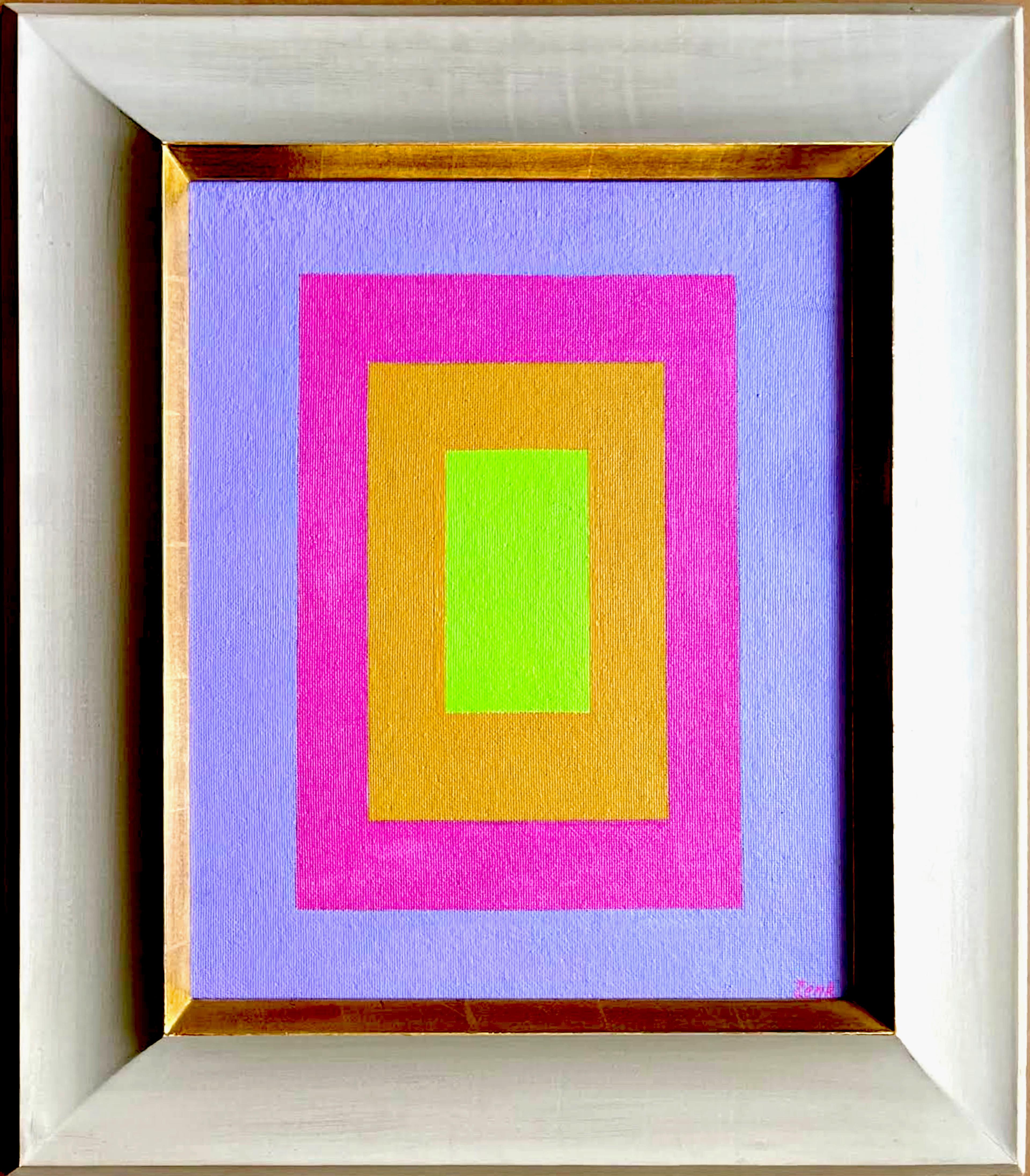 Josef Zenk - Concentric Squares painting, Geometric Abstraction, Signed, Framed