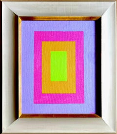 Concentric Squares painting, Mid Century Geometric Abstraction, Signed, Framed