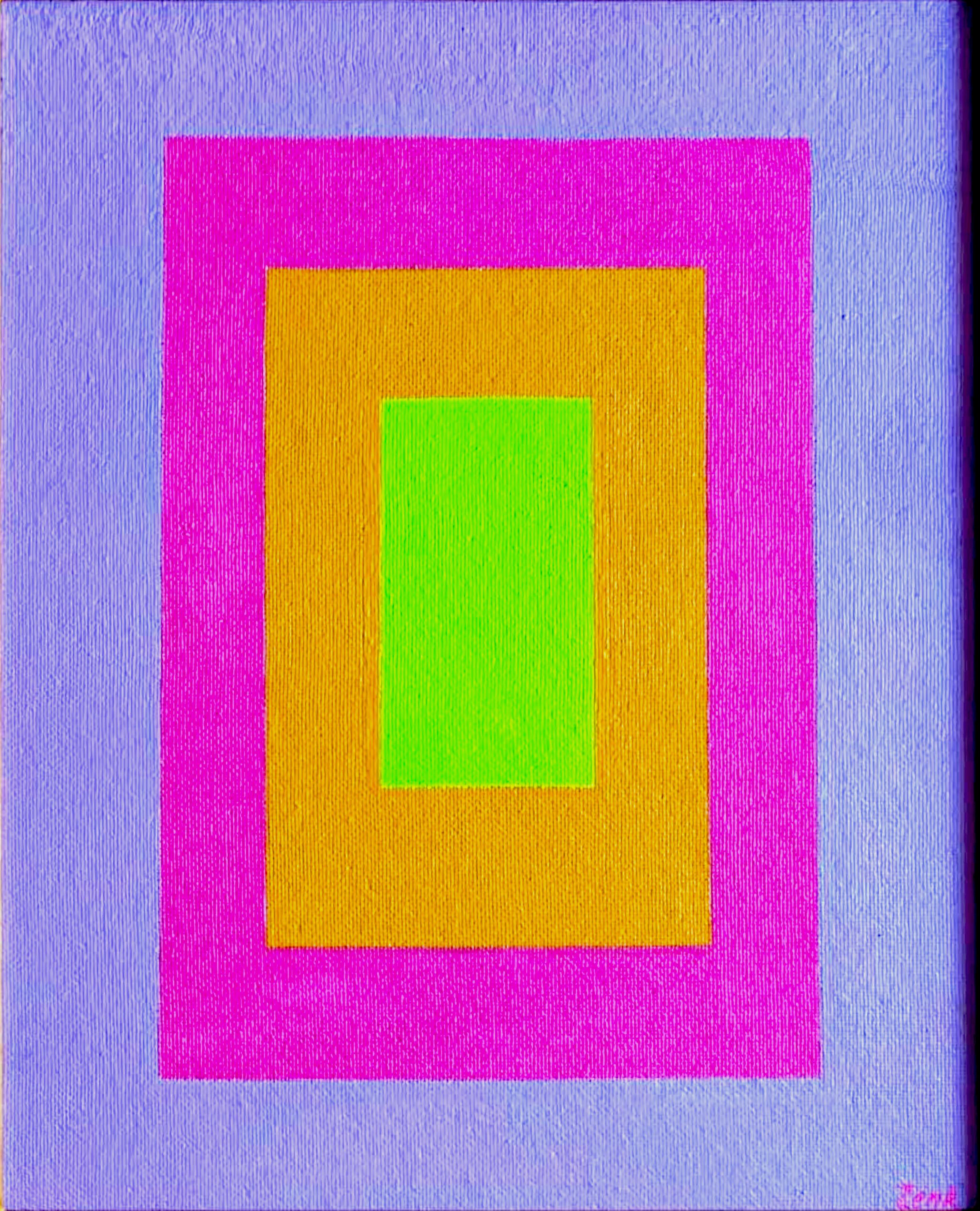 Unique painting Concentric Squares (Mid Century Modern Geometric Abstraction)  - Painting by Josef Zenk