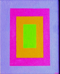 Peinture unique carrées concentriques (abstraction géométrique moderne du milieu du siècle dernier) 