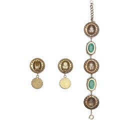 Joseff 1940s Bracelet & Earring Set With Scarab Beetle