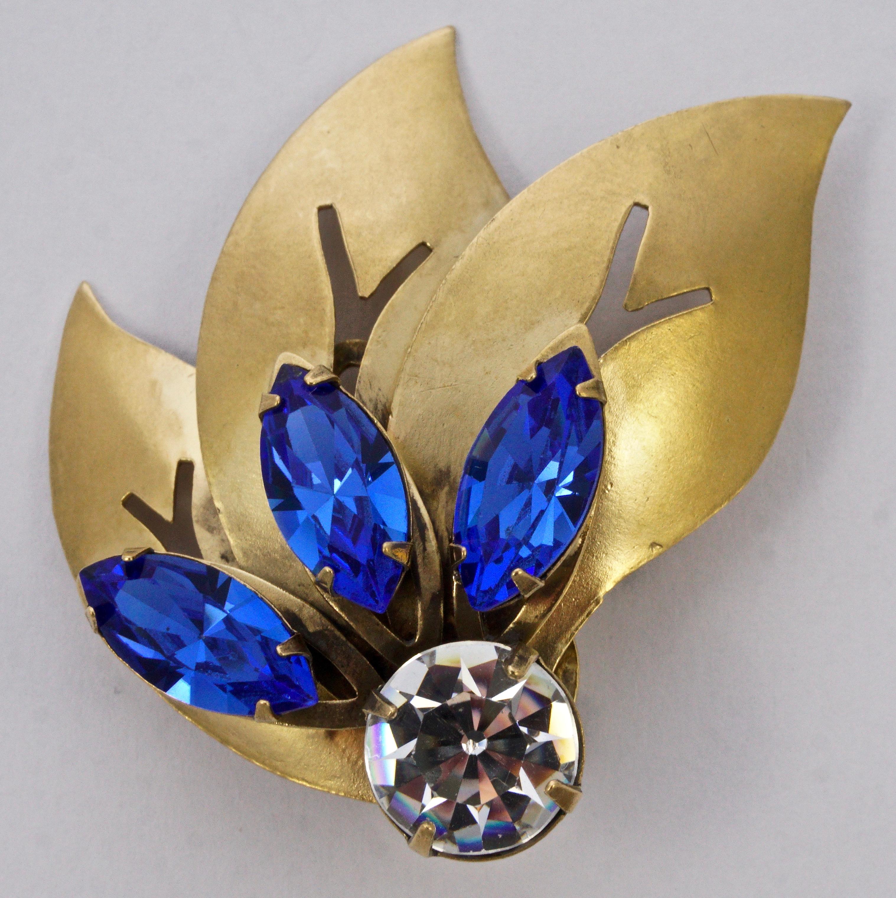 blue crystal brooch