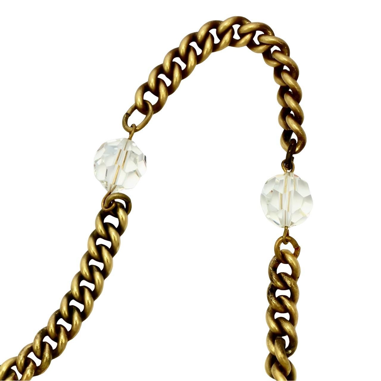 Joseff of Hollywood Collar con Cruz de Cristal Transparente Chapado en Oro Años 30 Corte mixto en venta