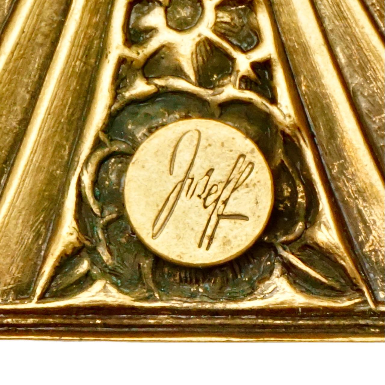 Joseff of Hollywood Gold Plated Floral Clip On Earrings circa 1940s For Sale 3