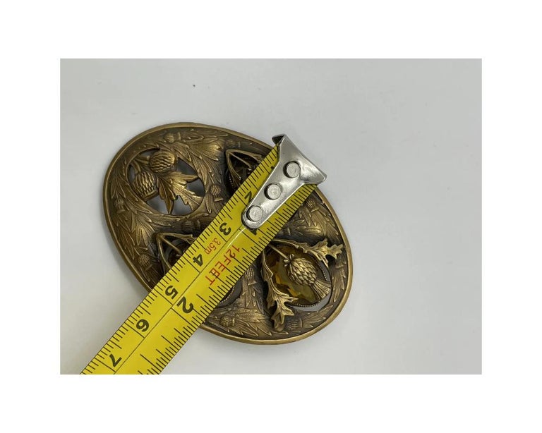 Broche Ancienne écossaise En Argent Sterling, Jaspe Et Pierre De Sang - Vers 1870 - Époque Victorienne, Avec étui