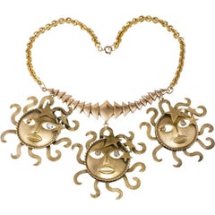 Vintage Joseff of Hollywood Sun God necklace with trembleuse eyes