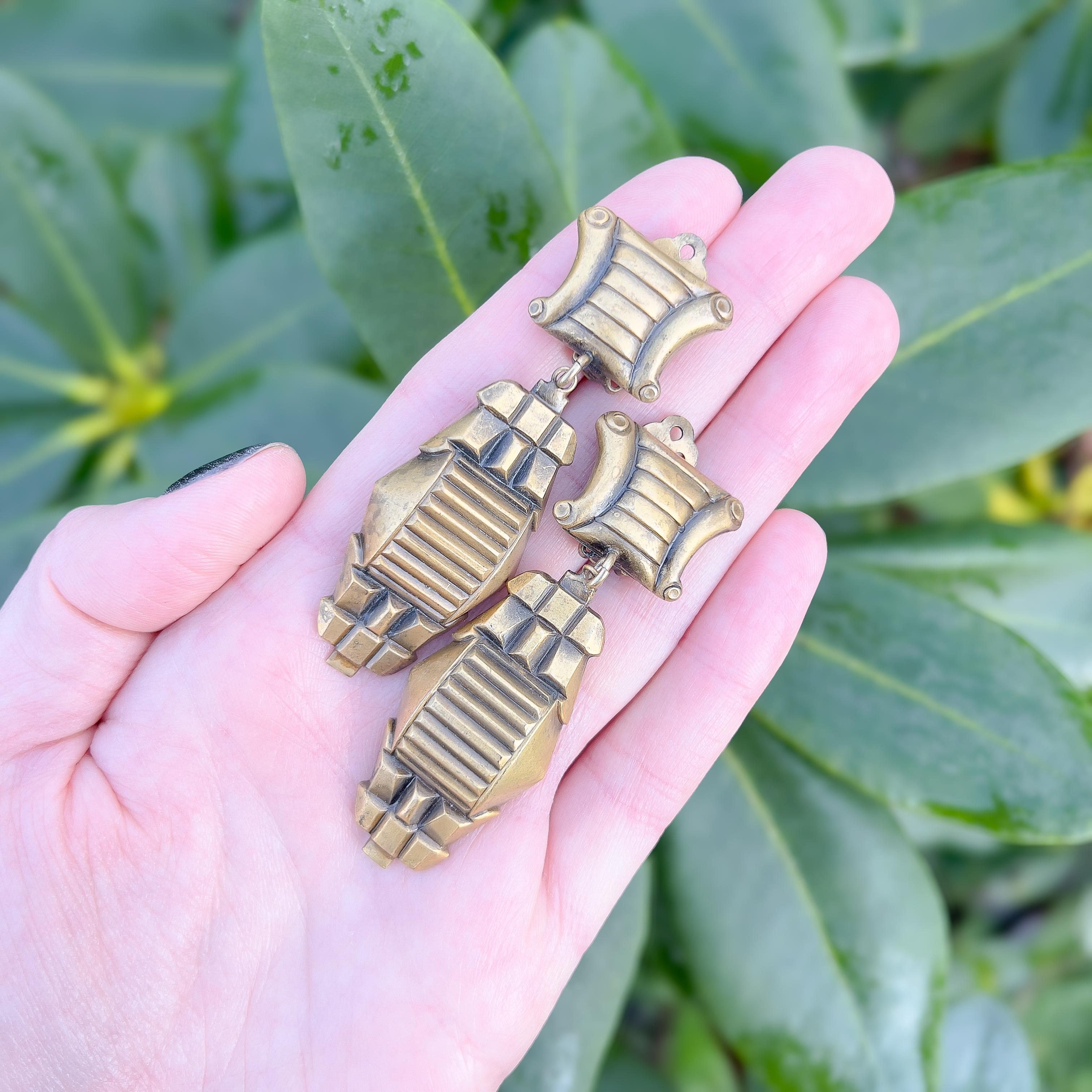 Women's Joseff of Hollywood Vintage Art Deco Inspired Earrings For Sale