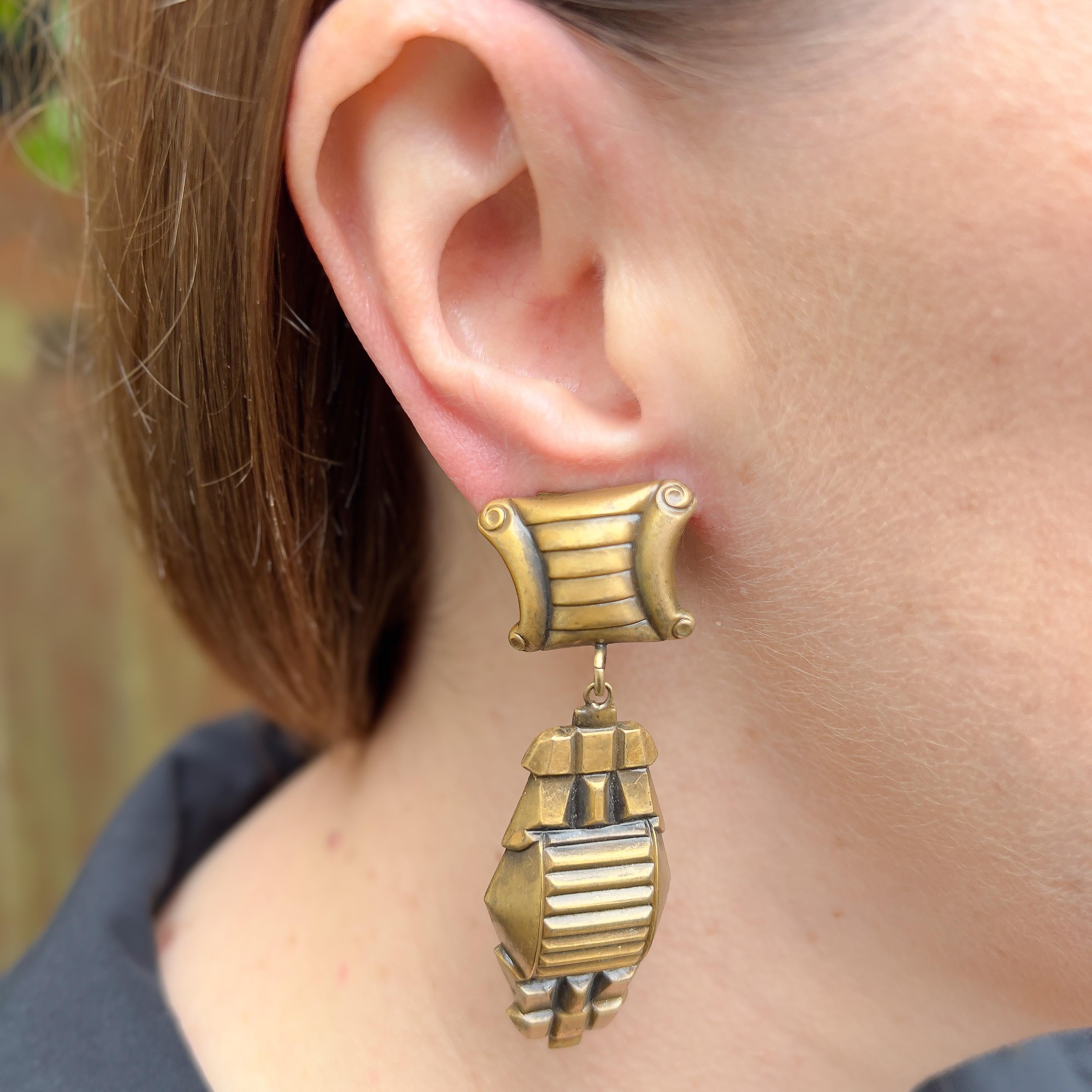 Joseff of Hollywood Vintage Art Deco Inspired Earrings In Good Condition For Sale In Skelmersdale, GB