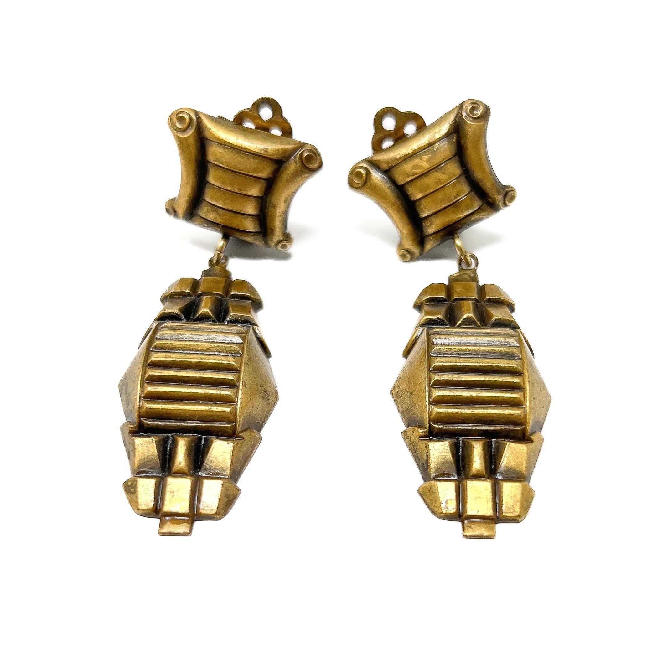 Joseff of Hollywood Vintage Art Deco Inspired Earrings For Sale 1