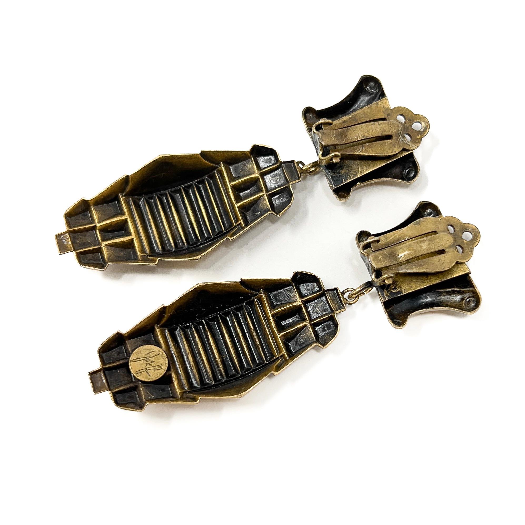 Joseff of Hollywood Vintage Art Deco Inspired Earrings For Sale 4