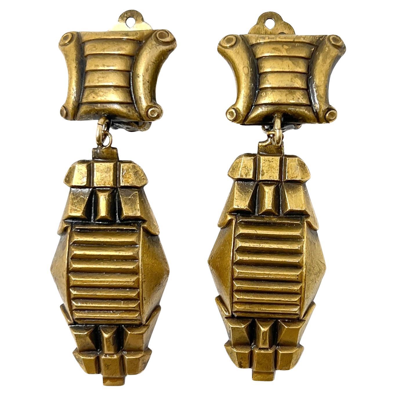 Joseff of Hollywood Vintage Art Deco Inspired Earrings For Sale