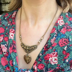 Joseff of Hollywood Vintage Heart Pendant Necklace
