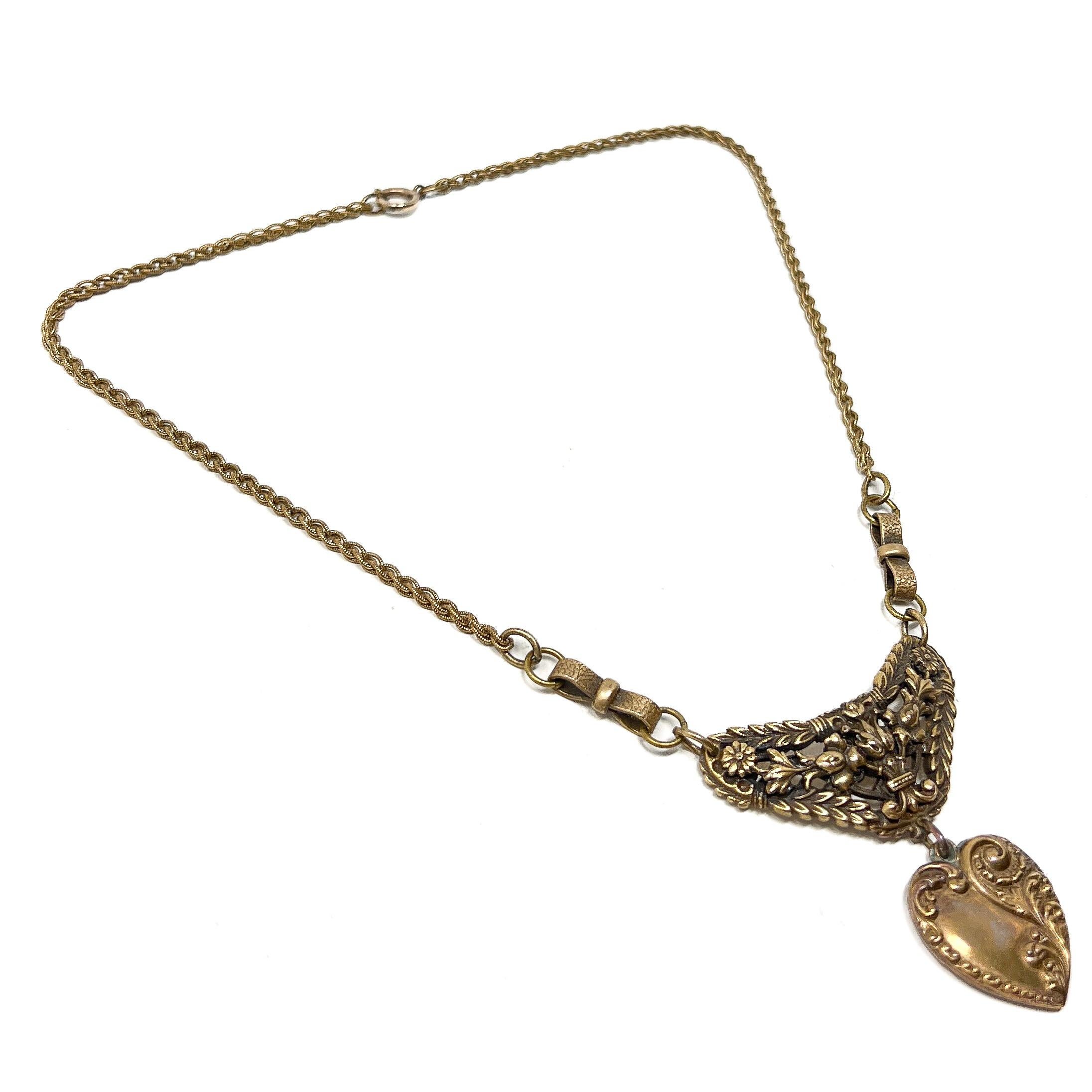 Joseff of Hollywood Vintage Heart Pendant Necklace For Sale 1