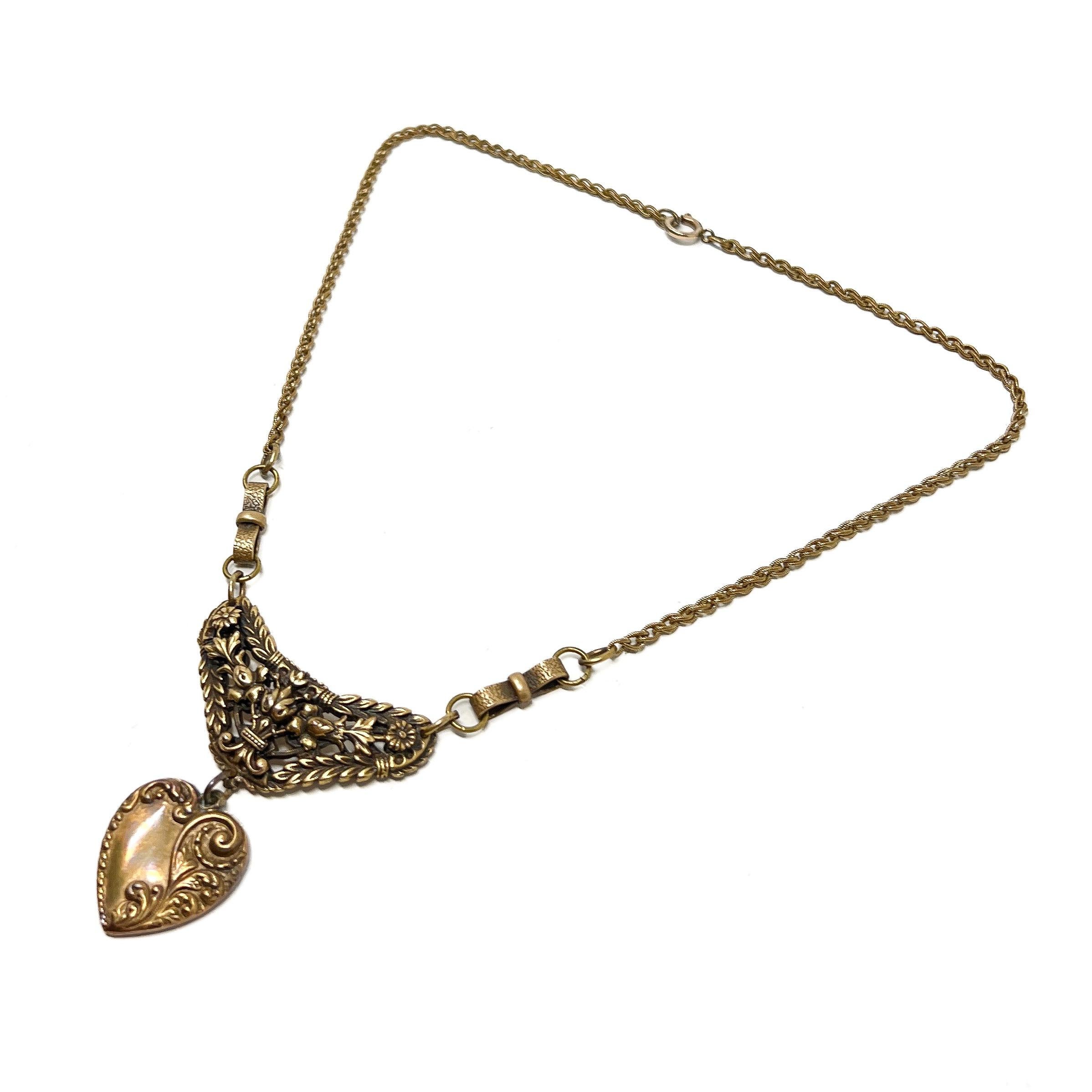 Joseff of Hollywood Vintage Heart Pendant Necklace For Sale 2