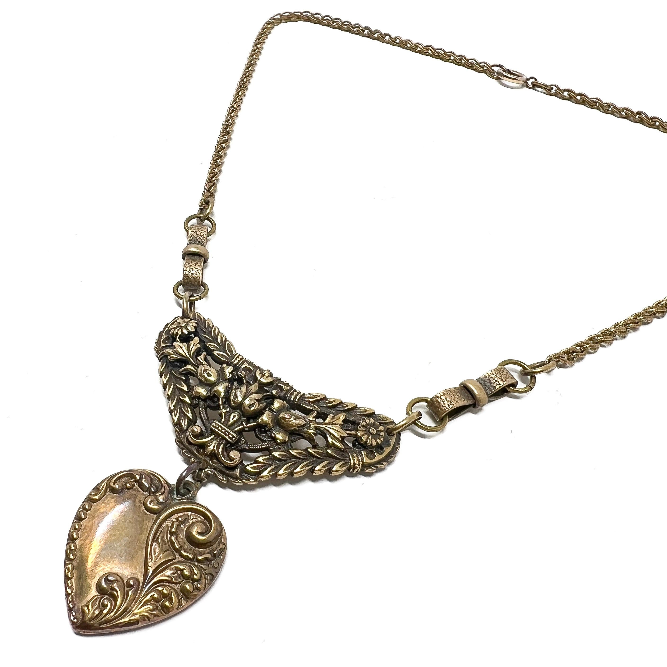 Joseff of Hollywood Vintage Heart Pendant Necklace For Sale 3