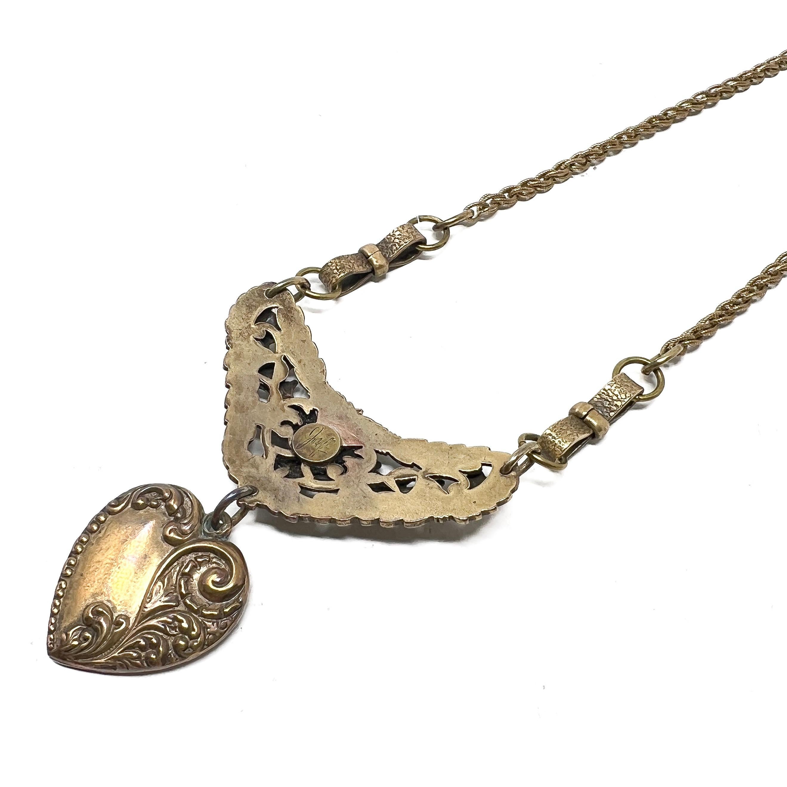 Joseff of Hollywood Vintage Heart Pendant Necklace For Sale 4