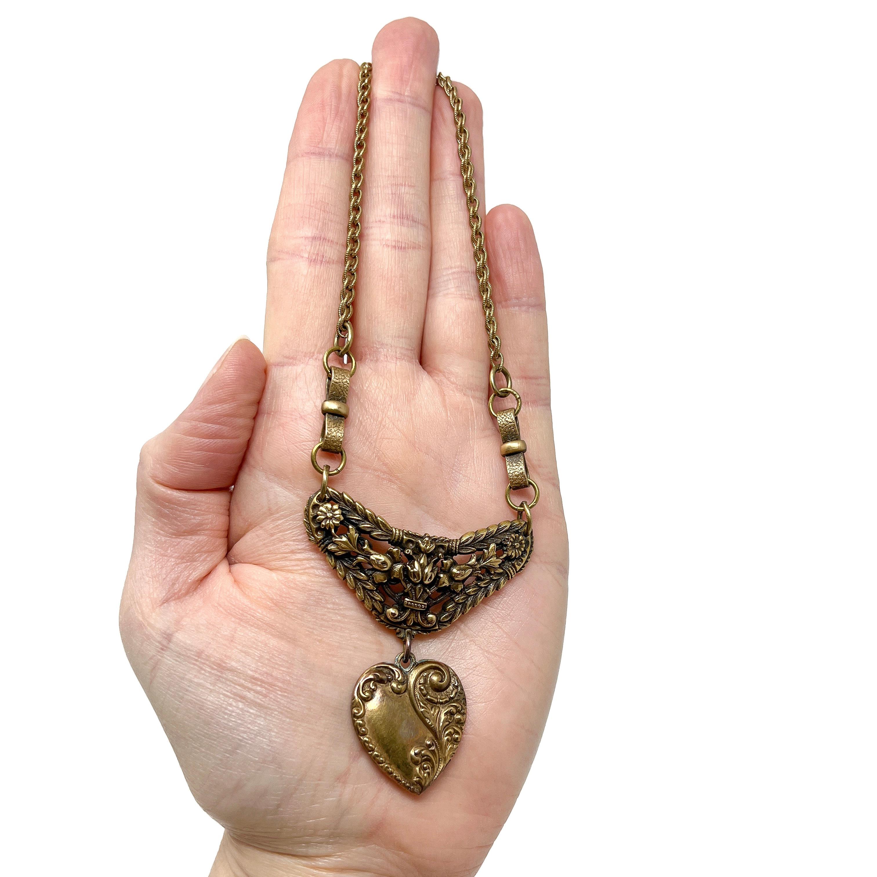 Joseff of Hollywood Vintage Heart Pendant Necklace For Sale 5