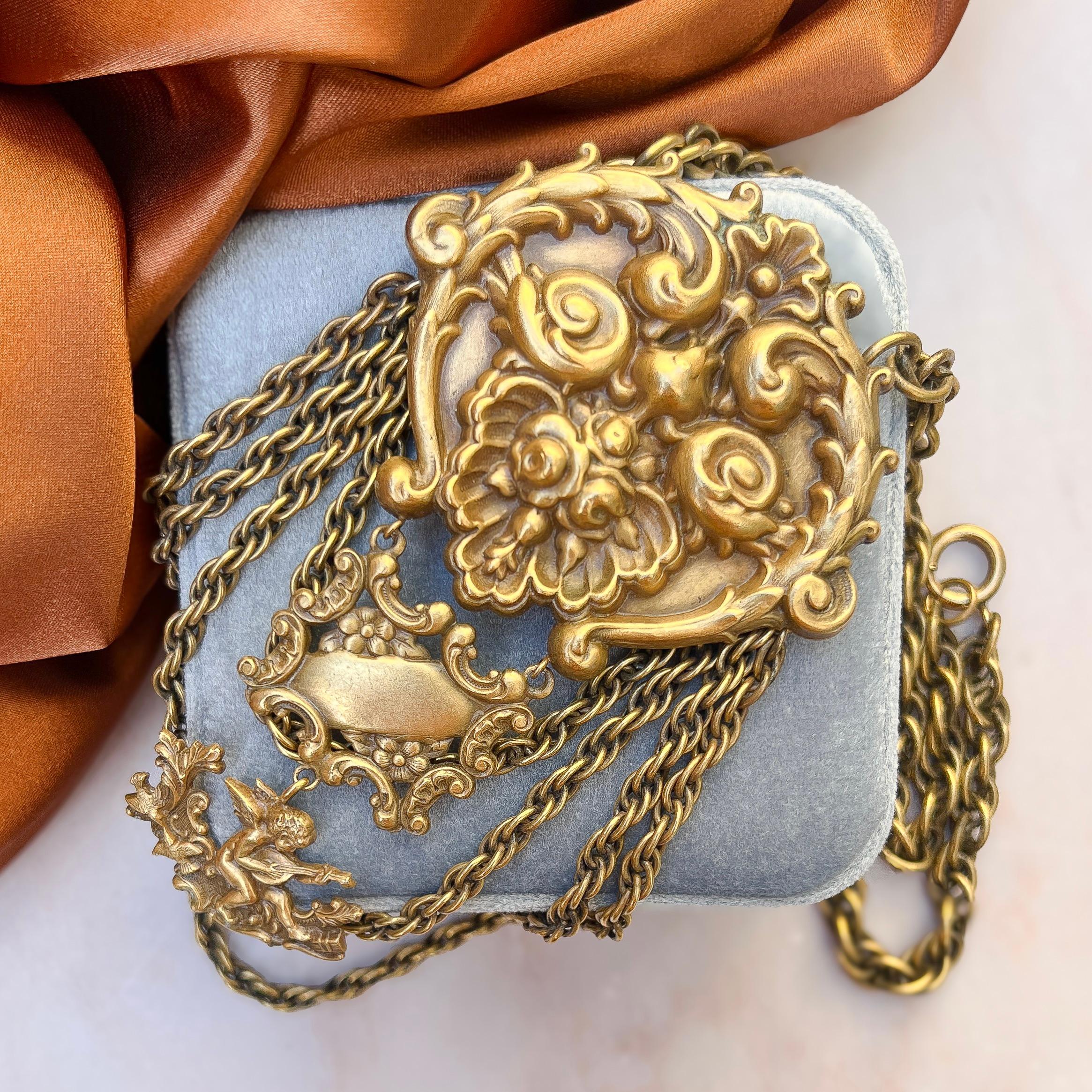 Women's Joseff of Hollywood Vintage Rococo Inspired Cherub Necklace For Sale