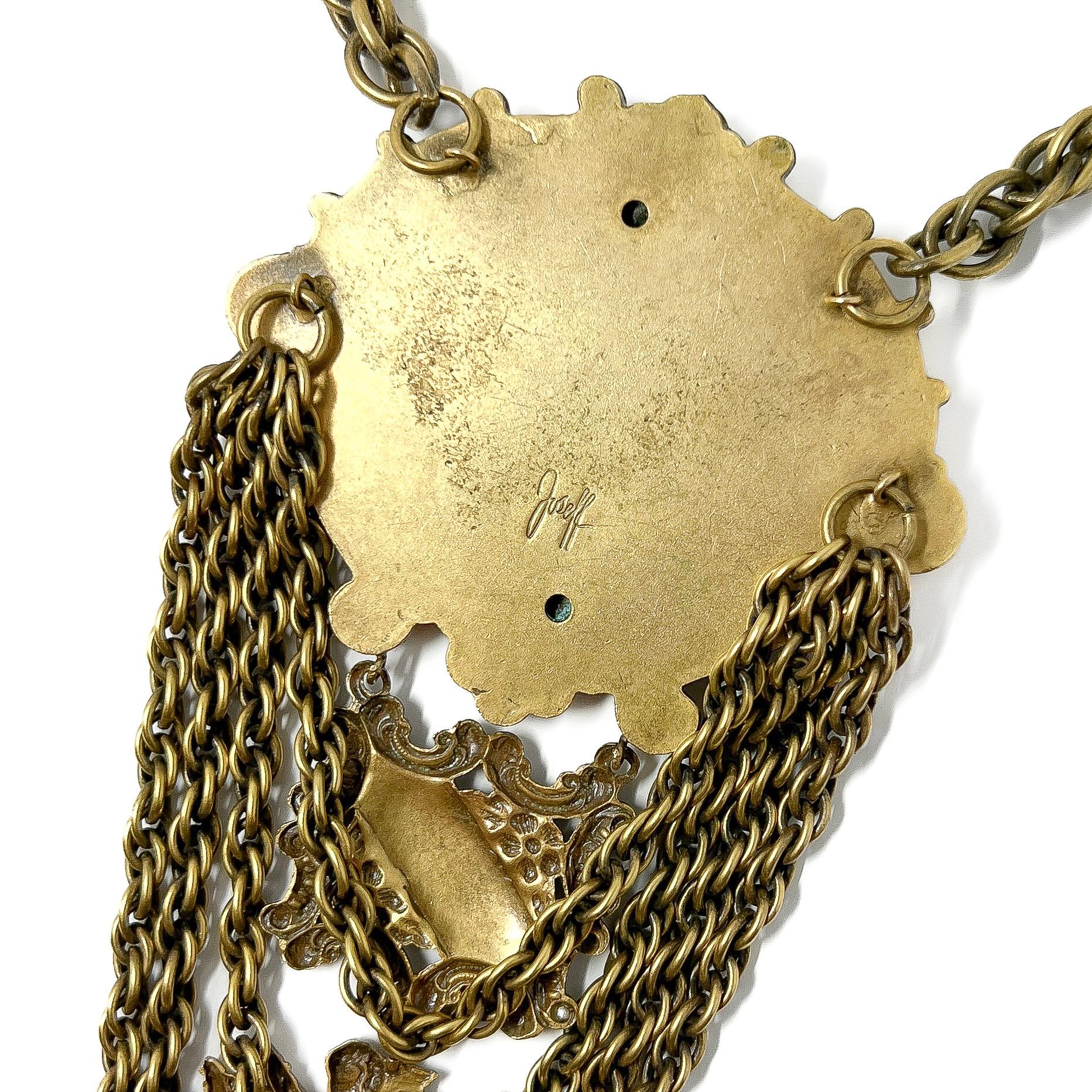 Joseff of Hollywood Vintage Rococo Inspired Cherub Necklace For Sale 3