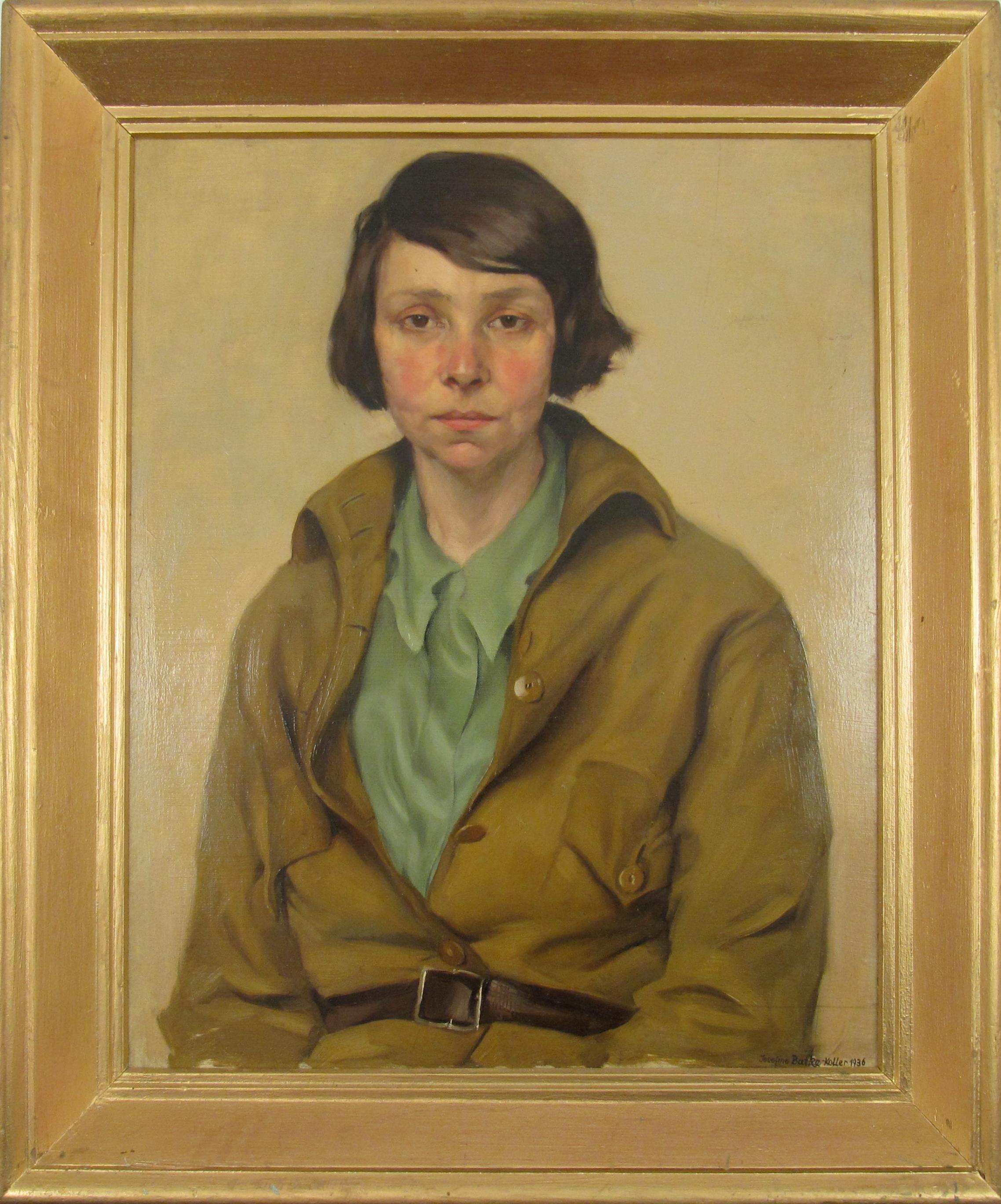 Portrait Painting Josefine Batke-Koller - Josefine Batke - Koller (Autrichienne, 1897-1976) peinture à l'huile de Brigade juive 1936