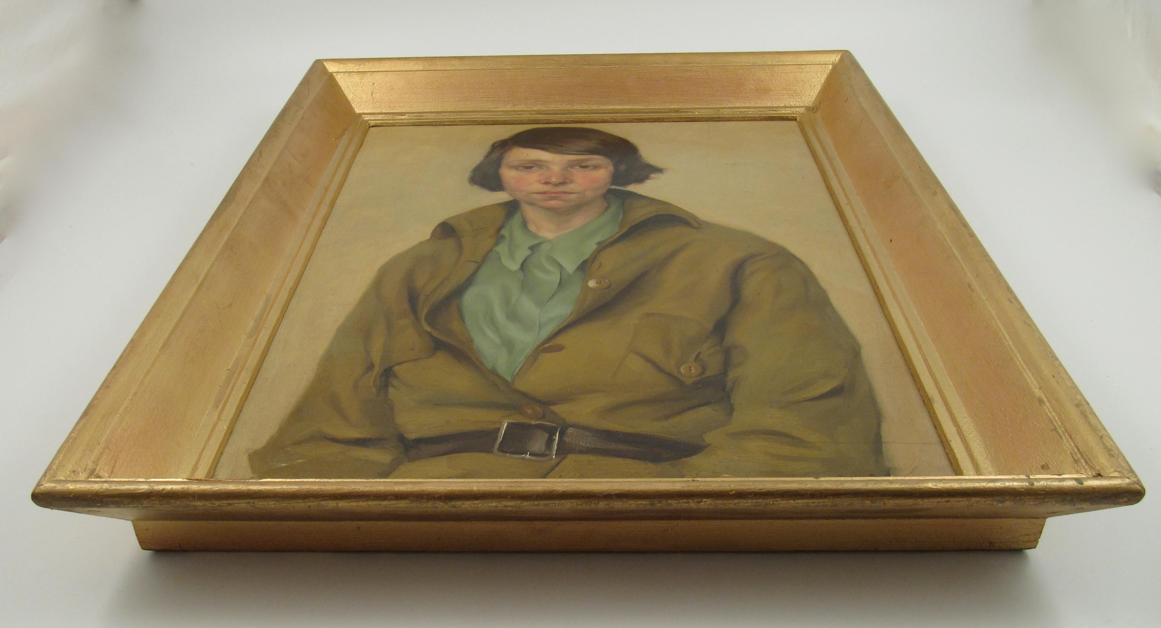 Josefine Batke - Koller (Autrichienne, 1897-1976) peinture à l'huile de Brigade juive 1936 - Marron Portrait Painting par Josefine Batke-Koller