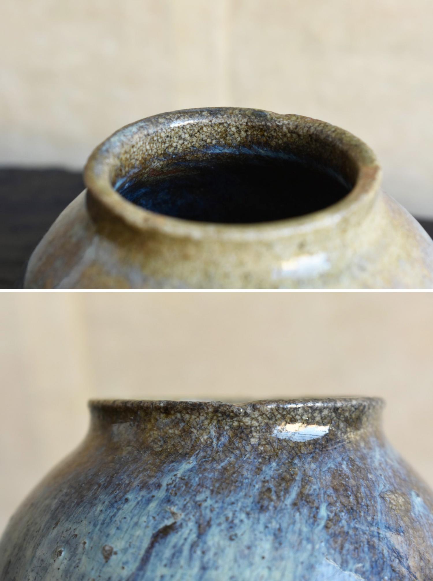 Joseon Dynasty Antique Pottery Small Jar / Beautifully Glazed Korean Vase 5