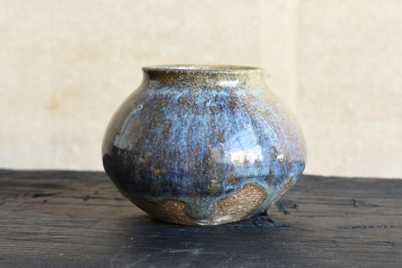 19th Century Joseon Dynasty Antique Pottery Small Jar / Beautifully Glazed Korean Vase
