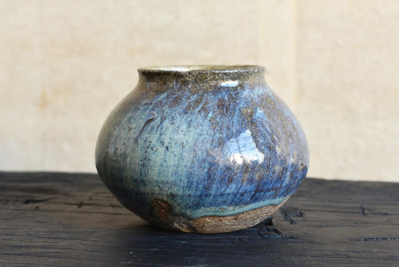Joseon Dynasty Antique Pottery Small Jar / Beautifully Glazed Korean Vase 1